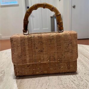 Elegant Tan Bamboo Handle Women's Bag